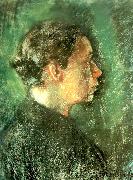 kathe kollwitz sjalvportratt i profil till hoger painting